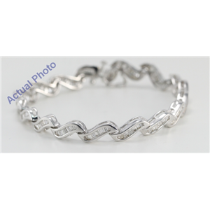 14k White Gold Baguette Cut Modern Style Diamond Fashion Bracelet (2.75 Ct, G-H Color, SI2 Clarity)