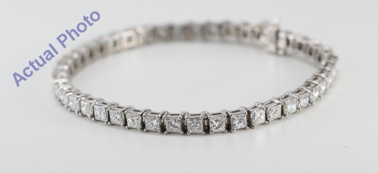 Trendy S925 Silver 4mm Princess Square High Carbon Diamond Tennis Bracelet  for Women Plated White Gold Bling Bangle Bracelets
