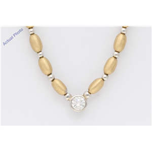 14K Two Tone Gold Round Bezel Setting Two Tone Diamond Set Necklace (0.5 Ct, G, Vs2)