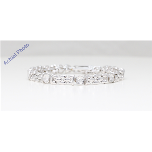 14K White Gold Round Cut Bezel Setdiamond Bracelet (0.8 Ct, G Color, Si1 Clarity)