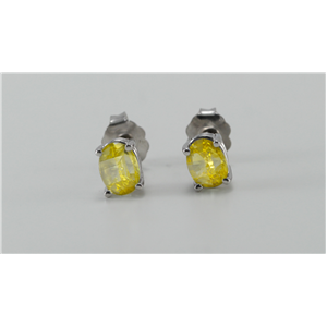 Oval Millennial Sunrise (Branded Shape) Diamond Studs 14K White Gold (0.84 Ct Yellow(Irradiated) Vs Clarity)