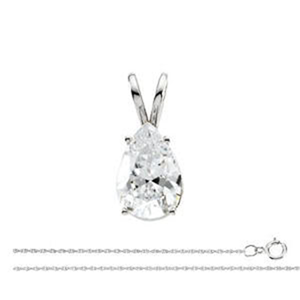 Pear Diamond Solitaire Pendant Necklace 14K White Gold (0.59 Ct, E Color, Si1 Clarity) IGL Certified