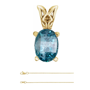 Millennial Sunrise (Branded Shape) Diamond Pendant 14K Yellow Gold (0.4 Ct Blue-Green(Irradiated) Vs )