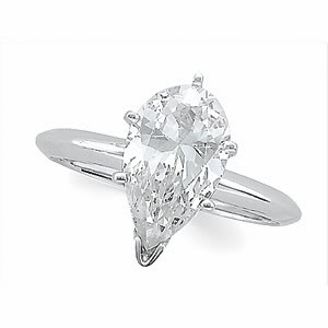 Pear Diamond Solitaire Engagement Ring 14k White Gold (1.4 Ct, k Color, SI1  Clarity) WGI Certified