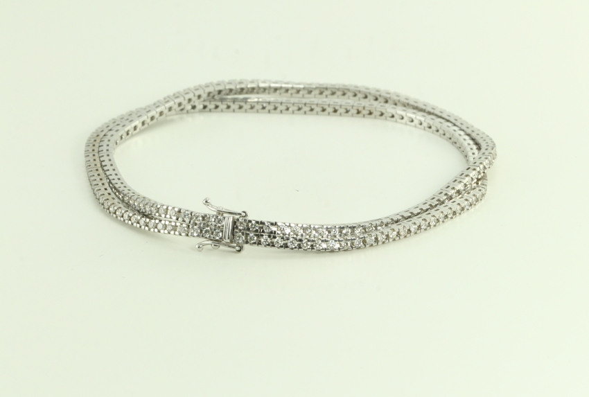 2 Row Round Tennis Diamond Bracelet In 14K White Gold