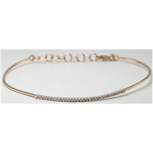 14k Rose Gold Round Cut Classic flexible wire diamond set bar bracelet (0.25 Ct, H Color, SI2-SI3 Clarity)