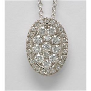 Round Cut Diamond V-Shape Cluster Pendant Necklace in White Gold