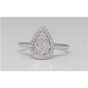 14K White Gold Round Classic Diamond Set Pear Shaped Motif Engagement Ring (0.4 Ct, H Color, Si2-Si3 Clarity)