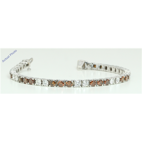 18k White Gold Round Contemporary bi- classic diamond tennis bracelet (10.62 Ct, Brown , Si1 )