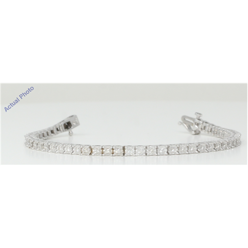 18k White Gold Round Cut Floral heartshape modern diamond link tennis bracelet (0.71 Ct, H Color, VS Clarity)