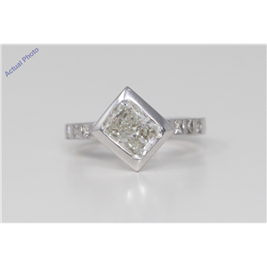 18k White Gold Radiant & Princess Bezel Setting Classic dress pavee set shoulders Ring(2.17 ct, J, SI2)