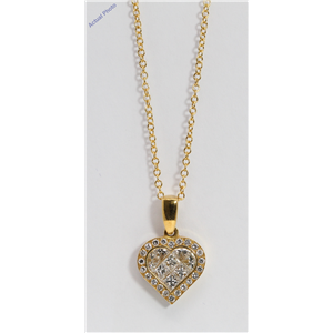 18K Yellow Gold Princess & Round Heart Elegant Modern Classic Diamond Pendant With Set Bezel(1.02 Ct, H, Si)