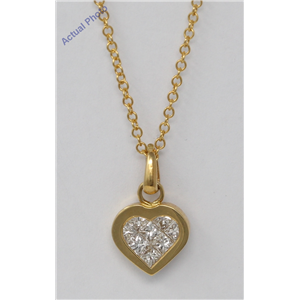 18K Yellow Gold Princess Invisible Setting Heart Elegant Motif Modern Classic Diamond Pendant (0.5 Ct, H, Vs)