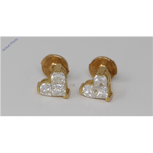 18K Yellow Gold Princess & Heart Heart Dainty Elegant Motif Classic Diamond Earrings(1.53 Ct, H, Si)