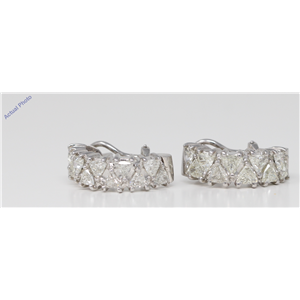 18K White Gold Triangle Diamond Half-Hoop Dress Earrings Set With Triangular (3.6 Ct, L Color, Si2 Clarity)