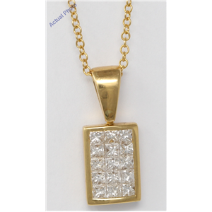 18K Yellow Gold Princess Invisible Setting Diamond Rectangular Classic Stylish Dress Pendant (1.05 Ct, H, Vs)