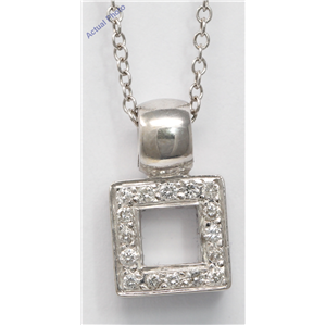 18K White Gold Round Cut Open Square Modern Chunky Classic Diamond Pendant (0.28 Ct, H Color, Si Clarity)