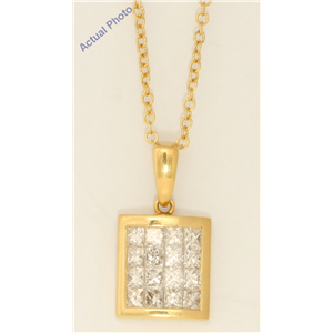 18K Yellow Gold Princess Elegant Modern Classic Rectangular Dress Diamond Pendant(1.03 Ct, H, Vs)