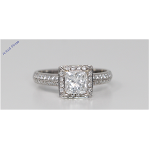 18k White Gold Princess Diamond Square engagement engagementdiamond ring set shoulders (1.47 Ct, H, I1 )