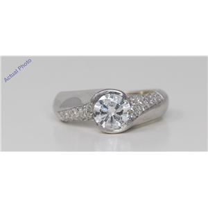 18k White Gold Round Bezel Setting Modern twist solitaire engagement dress diamond ring (1.27 Ct, F-g , SI2 )