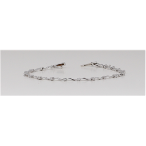 18K White Gold Round Diamond Prong Setting Interval Stone Tennis Bracelet With Wave Design (0.3 Ct, G , Vs )