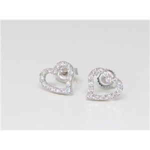 18K White Gold Round Diamond Prong Setting Single Row Open Heart-Shaped Push Back Studs(0.2 Ct, G, Vs)