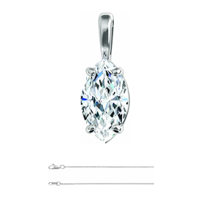 Marquise Diamond Solitaire Pendant Necklace 14K White Gold (1 Ct,I Color,Si1 Clarity) GIA Certified