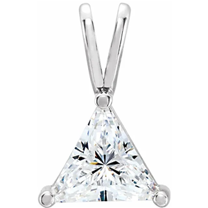 Triangle Diamond Solitaire Pendant Necklace 14K White Gold (1.42 Ct,F Color,Si1 Clarity) GIA Certified