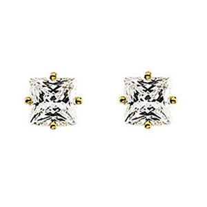 Princess Diamond Stud Earrings 14K Yellow Gold (1.83 Ct, K Color, Vs2 Clarity)