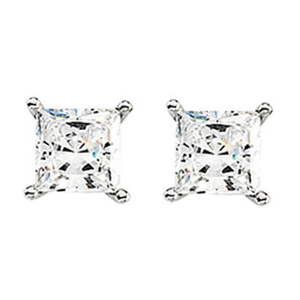 Princess Diamond Stud Earrings 14K  (0.56 Ct, H-I Color, I1-I2 Clarity)