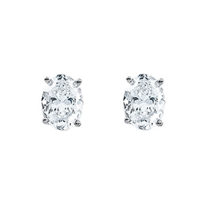 Oval Diamond Stud Earrings 14k White Gold (2.09 Ct, J Color, I1 Clarity)