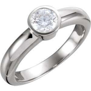 Round Natural Mined Diamond Solitaire Engagement Ring,14K White Gold (0.54 Ct,G Color,Vs2 Clarity) Igl