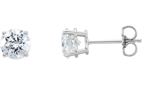 Round Natural Mined Diamond Stud Earrings 14K White Gold (1.8 Ct,F-G Color,Vs1 Clarity IGL Certified)