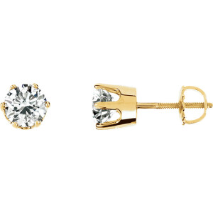 Round Natural Mined Diamond Stud Earrings 14K Yellow Gold (1.41 Ct,F Color,Vvs2 Clarity IGL Certified)