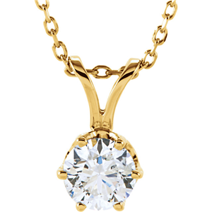 Round Diamond Solitaire Pendant Necklace 14K Yellow Gold (0.54 Ct,D Color,Si1 Clarity) GIA Certified