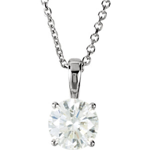 Round Natural Mined Diamond Solitaire Pendant Necklace 14K White Gold (1.5 Ct,J Color,Vvs2 Clarity) Igl