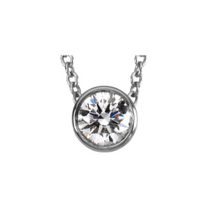 Round Natural Mined Diamond Solitaire Pendant Necklace 14K White Gold (0.78 Ct,G Color,Vs1 Clarity) Igl