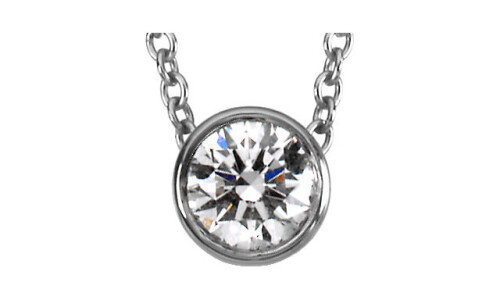 Round Natural Mined Diamond Solitaire Pendant Necklace 14K White Gold (0.78 Ct,G Color,Vs1 Clarity) Igl