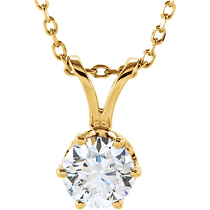 Round Diamond Solitaire Pendant Necklace 14K Yellow Gold (0.4 Ct,D Color,Vs1 Clarity) GIA Certified
