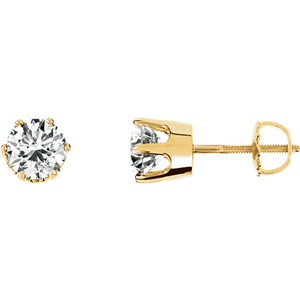 Round Diamond Stud Earrings 14K Yellow Gold (0.69 Ct,E Color,Vs1- Vs2 Clarity GIA Certified)