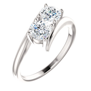 Round Natural Mined Two Stone Diamond Engagement Ring 14K White Gold (1.04 Ct G Vs1-Vvs2 Clarity) Igl