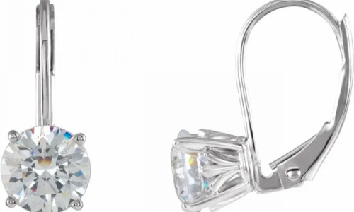 Round Natural Mined Diamond Lever Back Earrings 14K White Gold (0.99 Ct,G Color,Vs1 Clarity IGL Certified)