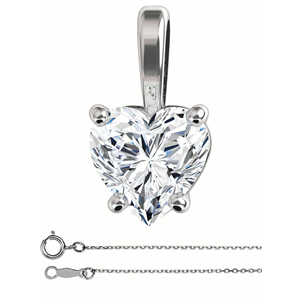 1.5 carat Diamond Pendant Necklace Jewelry Heart Shaped White Gold 8mm  Heart HMD 
