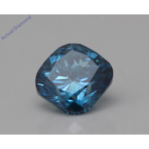 Cushion Cut Natural Mined Loose Diamond (0.52 Ct,Ocean Blue(Irradiated) Color,Vs1 Clarity)