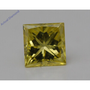 Princess Cut Natural Mined Loose Diamond (0.48 Ct,Canary Yellow(Irradiated) Color,Vs1 Clarity)