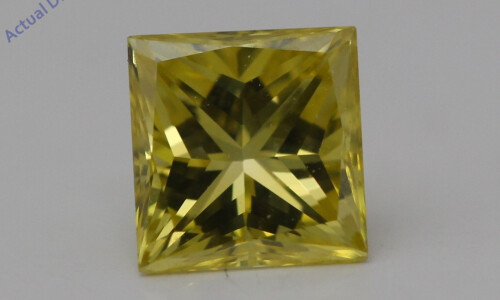 Princess Cut Natural Mined Loose Diamond (0.48 Ct,Canary Yellow(Irradiated) Color,Vs1 Clarity)