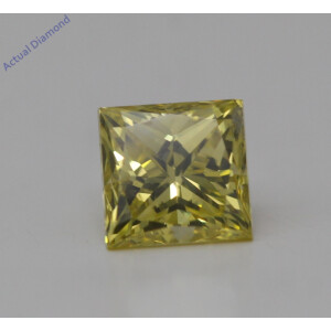 Princess Cut Natural Mined Loose Diamond (0.5 Ct,Canary Yellow(Irradiated) Color,Vs2 Clarity)