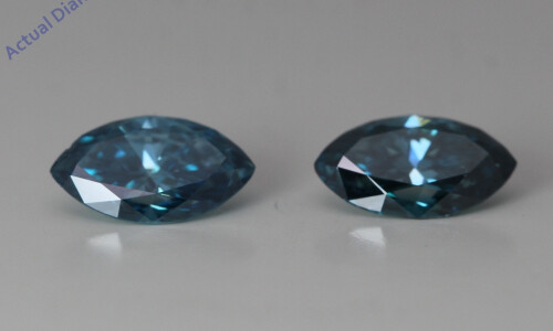 A Pair Of Marquise Cut Loose Diamonds (2.24 Ct,Ocean Blue(Irradiated) Color,Vs1-Si2 Clarity)