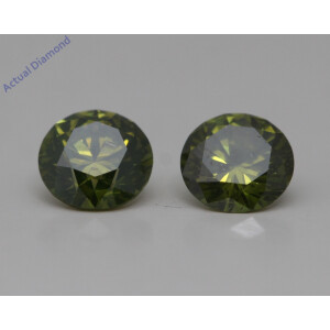 A Pair Of Round Cut Loose Diamonds (1.24 Ct,Green(Irradiated) Color,Si3-Si2 Clarity)