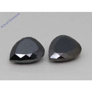 A Pair Of Pear Cut Natural Mined Loose Diamonds (7.27 Ct,Black(Irradiated) Color,Clarity)